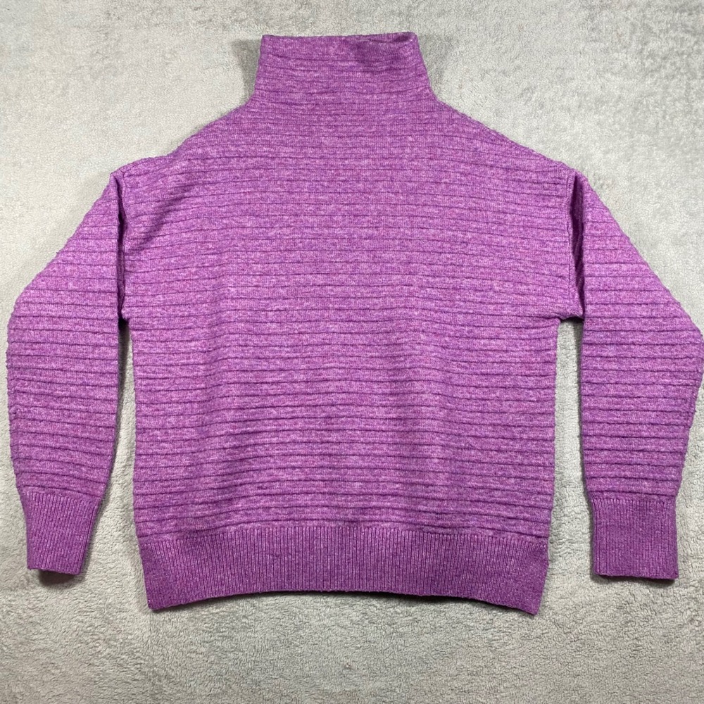 Ophelia Roe‎ Purple Ribbed Mock Neck Drop Shoulder Knit Sweater Large